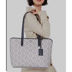 Kate Spade New York Spade Flower large tote and card holder/wallet navy NWT